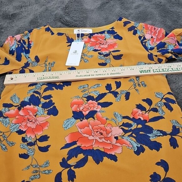 Cupshe Semi Sheer Lined Orange Floral Midi Ruffle Summer Dress Size S - Picture 6 of 8